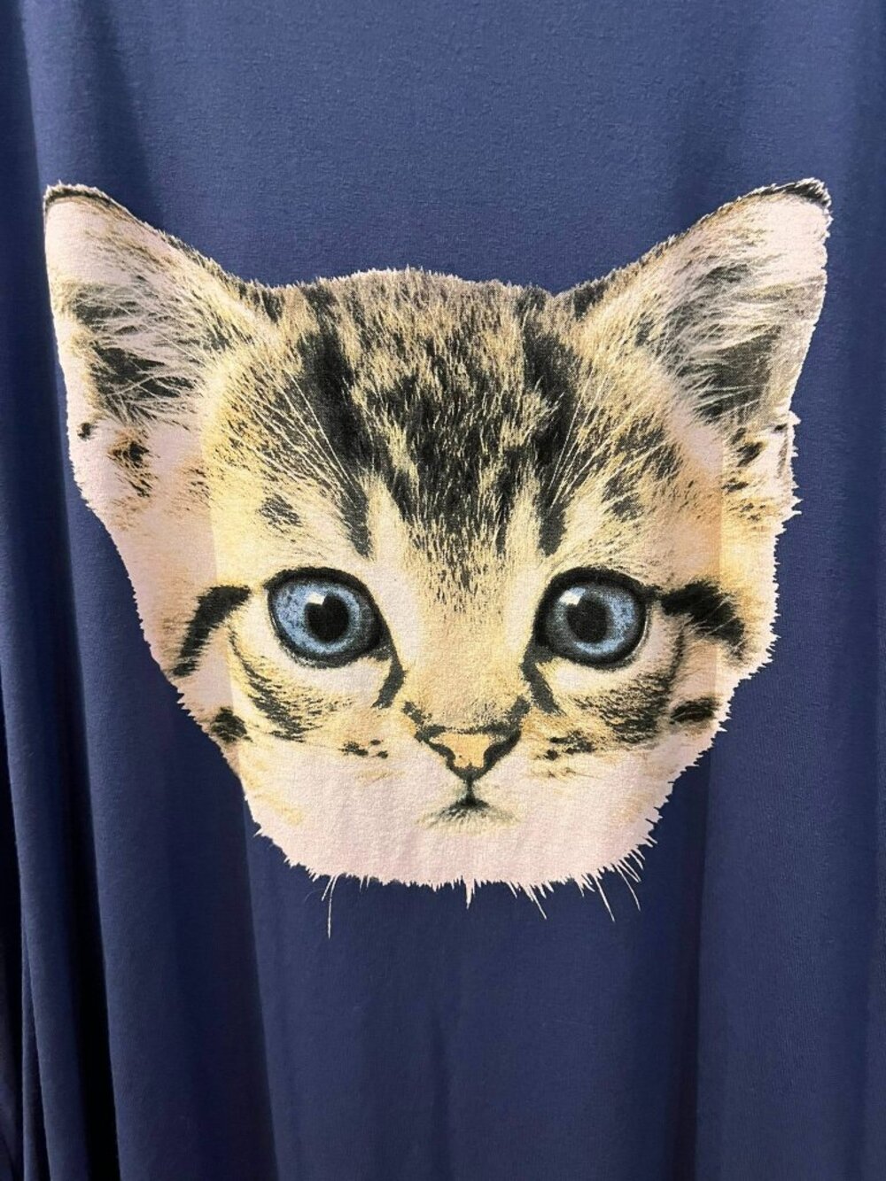 Size 3X - Boom Boom - Short Sleeve Navy Pullover w/Kitten Face